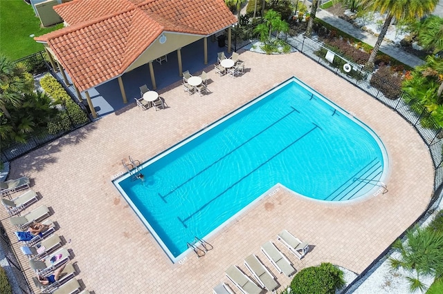 view of swimming pool featuring a patio