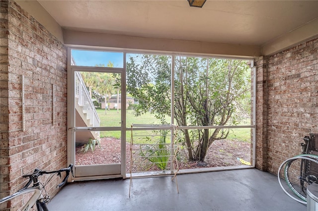 view of unfurnished sunroom