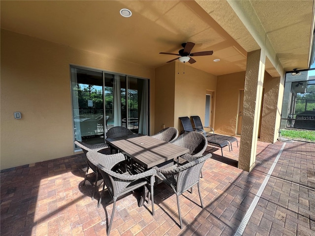 view of patio with ceiling fan