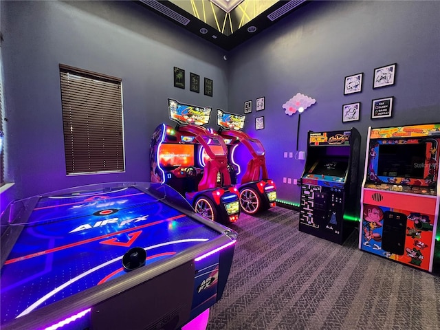 game room with carpet floors