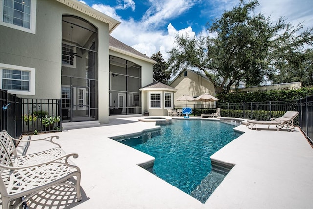 view of pool featuring a patio