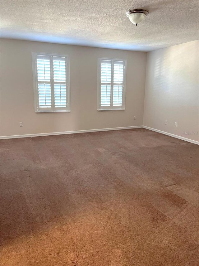 carpeted empty room featuring plenty of natural light and a textured ceiling