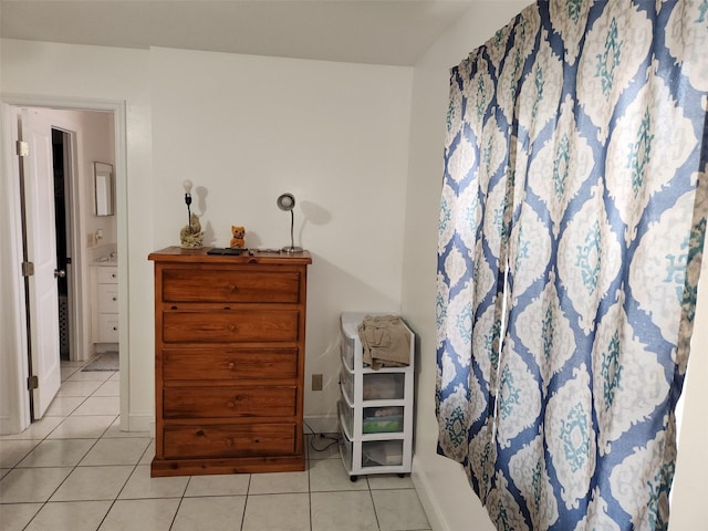 interior space with light tile patterned floors