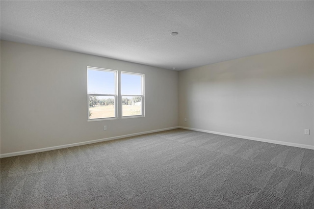 spare room featuring carpet floors and a textured ceiling