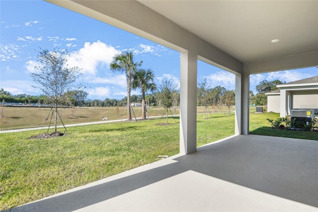 view of patio / terrace featuring a rural view