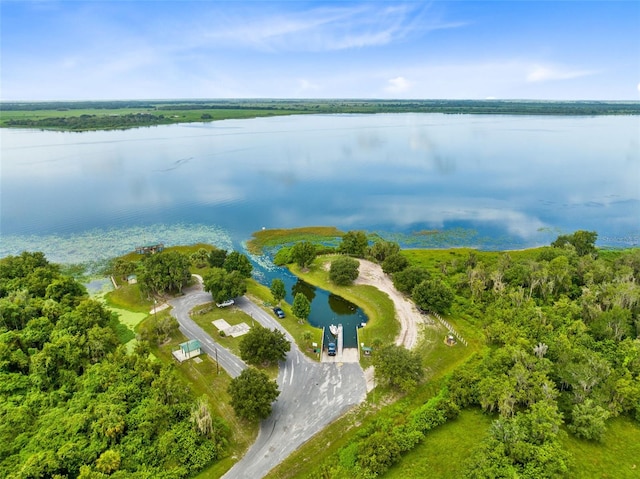 bird's eye view featuring a water view