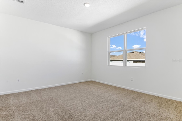 spare room with carpet and a textured ceiling