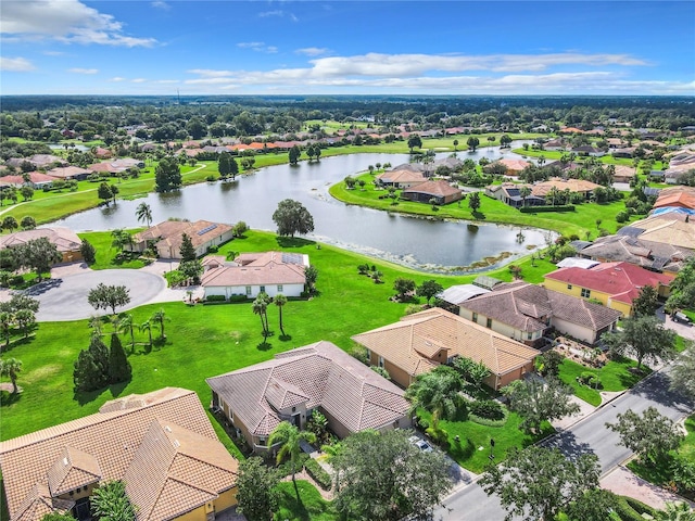 bird's eye view featuring a water view