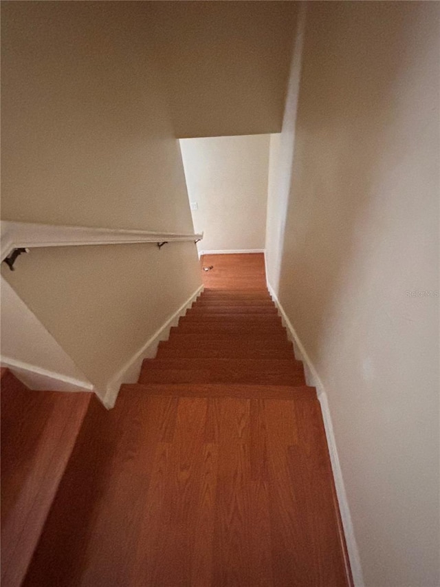 staircase with wood-type flooring