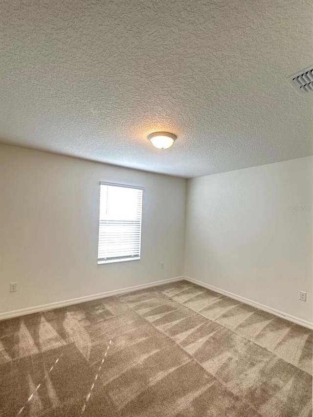 spare room with carpet and a textured ceiling