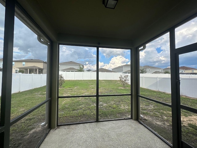 view of unfurnished sunroom