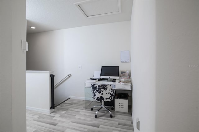 home office featuring light hardwood / wood-style flooring