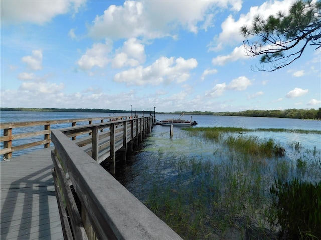 view of dock featuring a water view