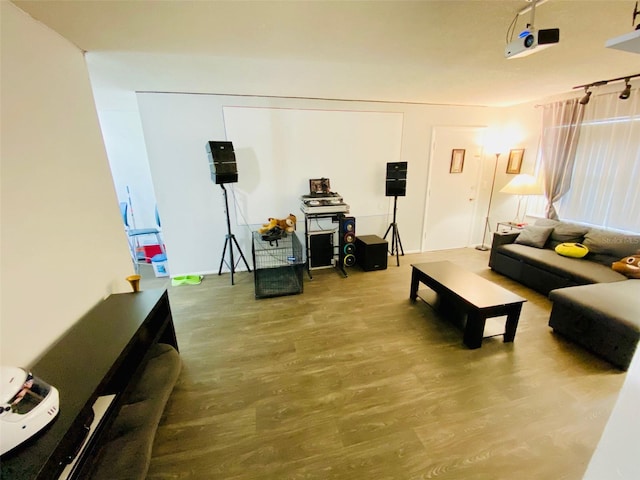 living room with hardwood / wood-style flooring