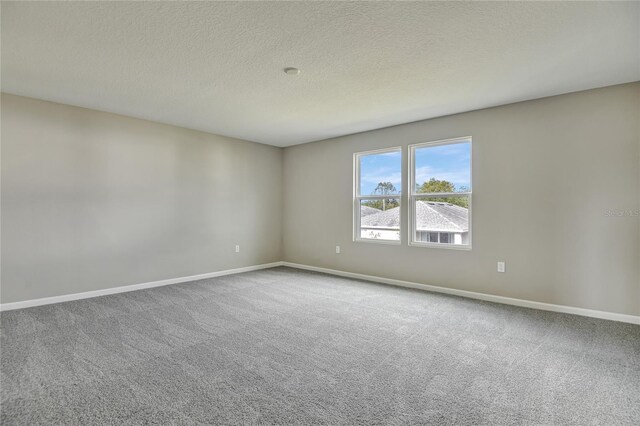 unfurnished room featuring a textured ceiling and carpet