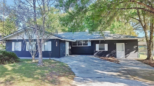 view of single story home