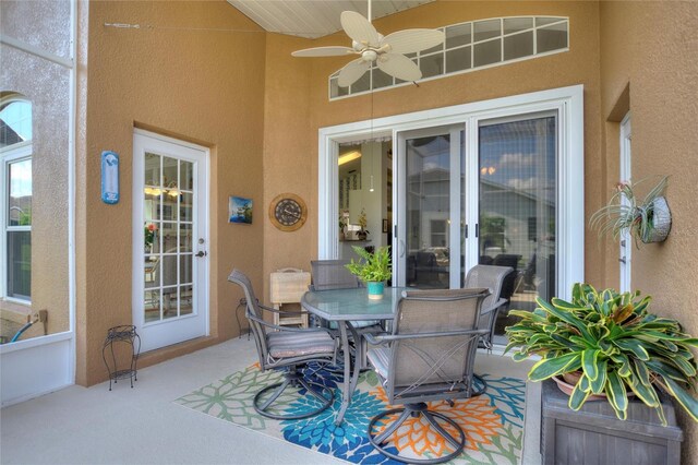 view of patio / terrace featuring ceiling fan