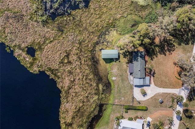 bird's eye view featuring a water view