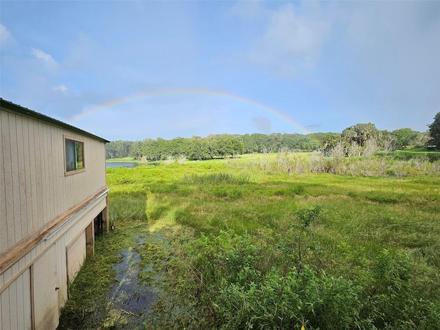 view of yard with a rural view