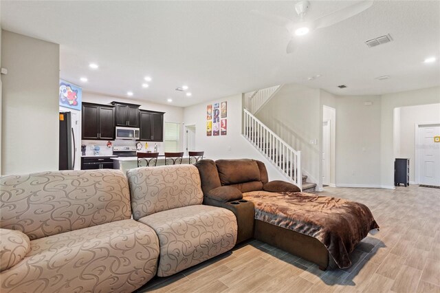 living room featuring light hardwood / wood-style flooring