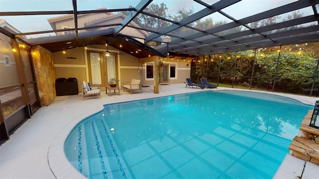 pool featuring a patio area and a lanai