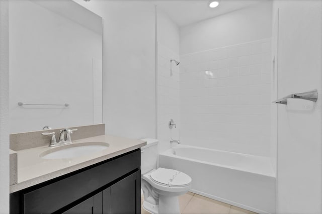 full bathroom featuring tile patterned flooring, vanity, toilet, and shower / bath combination