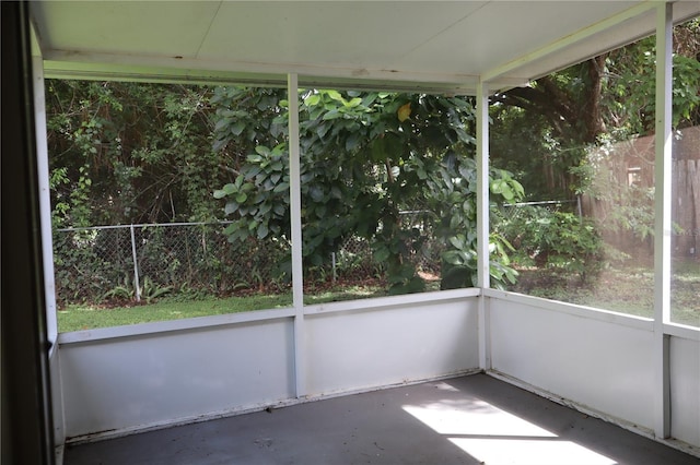 view of unfurnished sunroom