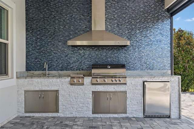 view of patio / terrace with area for grilling, sink, and an outdoor kitchen