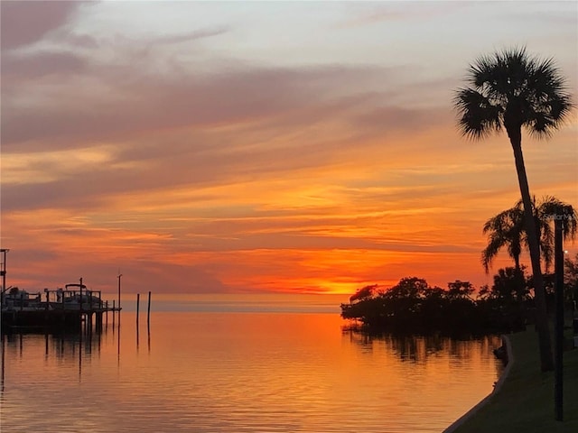 water view with a boat dock