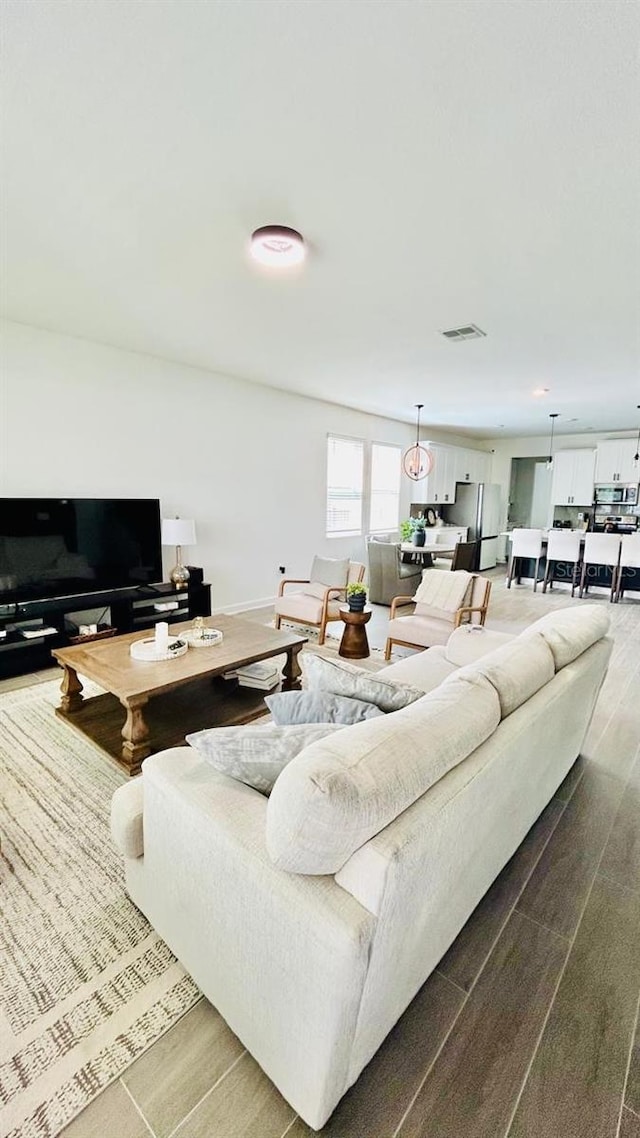 living room with wood-type flooring