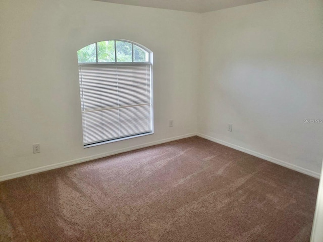 carpeted empty room with baseboards