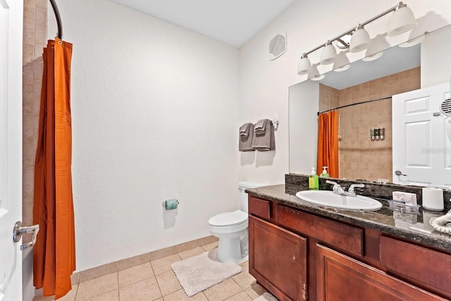 bathroom with tile patterned flooring, toilet, and vanity