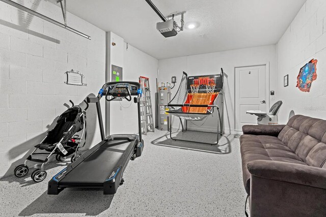 exercise area with electric water heater