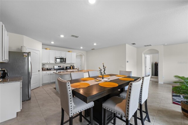 view of tiled dining area