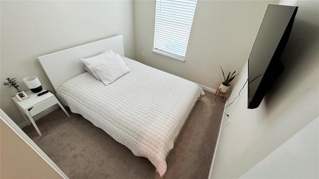 bedroom featuring carpet floors and baseboards