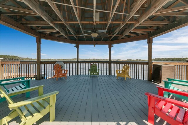 wooden terrace with ceiling fan