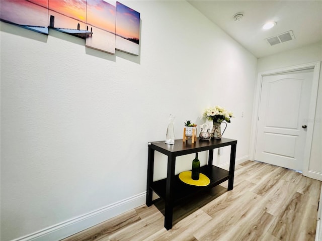 interior space with light hardwood / wood-style floors