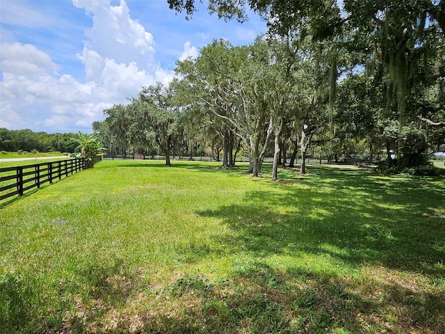 view of yard with a rural view