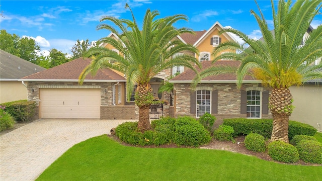 view of front of property with a garage