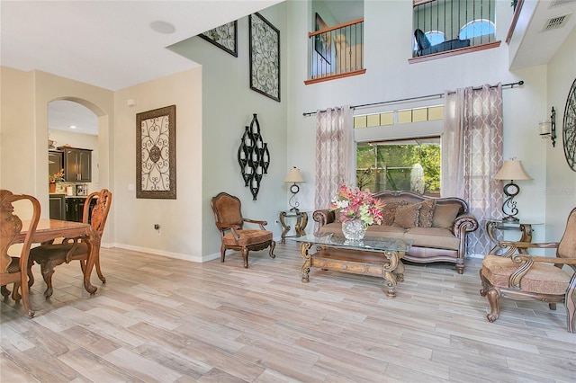 living room featuring light hardwood / wood-style flooring