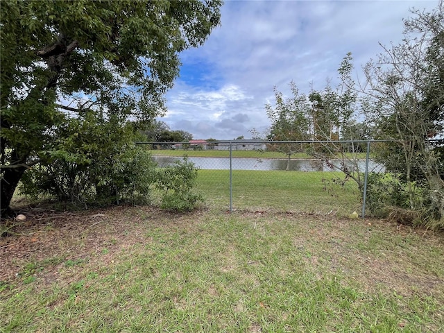 view of yard with a water view