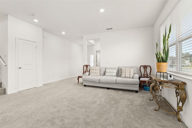 living room featuring carpet floors