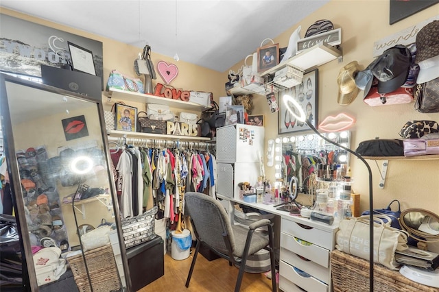 interior space with hardwood / wood-style floors