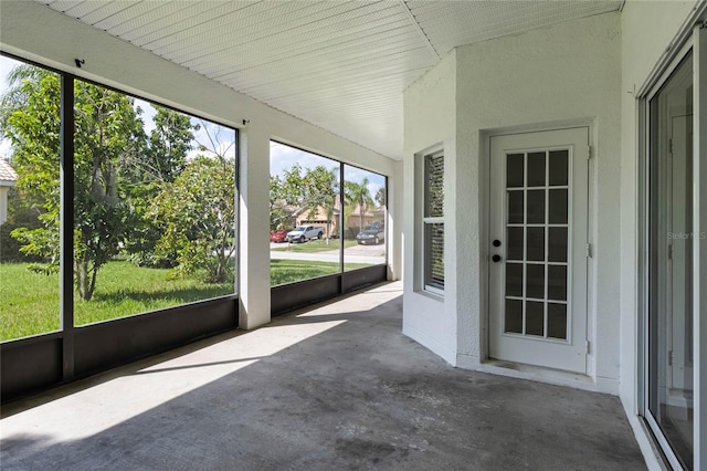 view of unfurnished sunroom