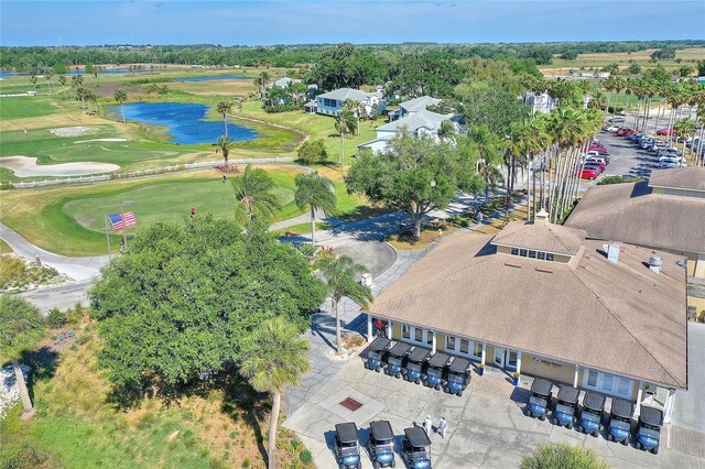 aerial view featuring view of golf course