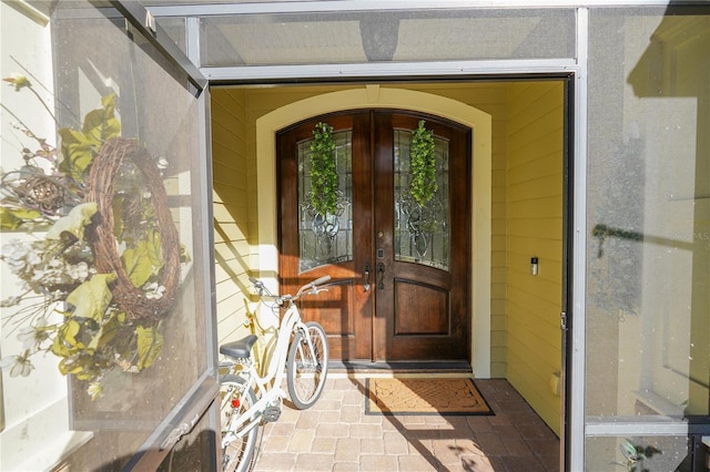 doorway to property with french doors