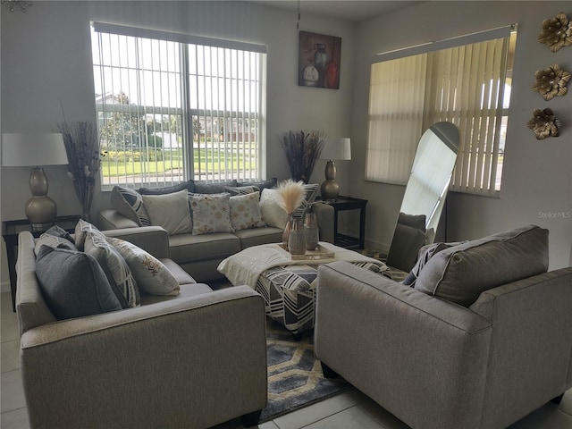 view of tiled living room