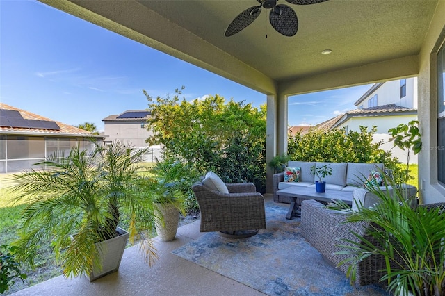 view of patio / terrace with outdoor lounge area and ceiling fan