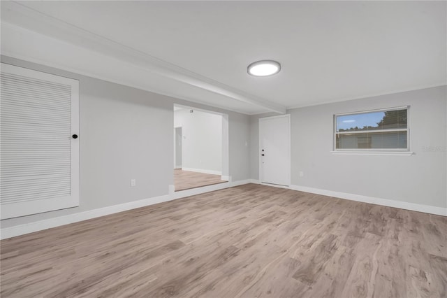 basement featuring wood-type flooring