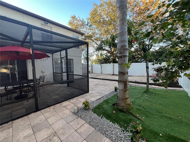 view of yard with a patio area and fence